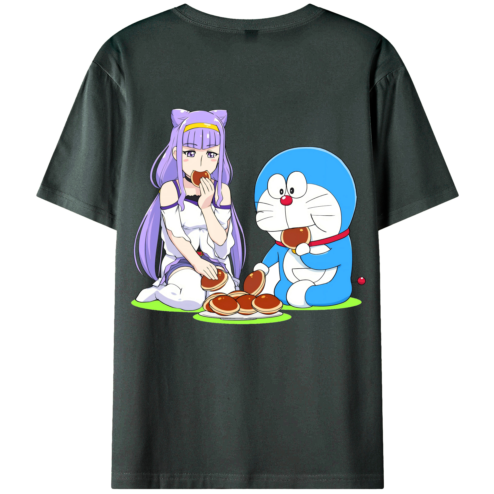 （画像用） ドラえもん Doraemon 綿100％ メンズ半袖Tシャツ（バックプリント） 通気性